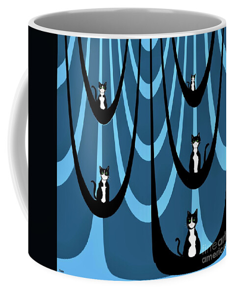 Tuxedo Cats Coffee Mug featuring the digital art Tuxedo cats by Elaine Hayward