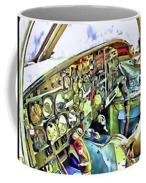 T-37 Coffee Mug featuring the mixed media Tweet Cockpit by Christopher Reed