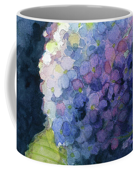 #originalfineart #watercolorpainting #watercolor #hydrangea #floral #watercolor #flowers Coffee Mug featuring the painting Twilight Hydrangea by Lois Blasberg