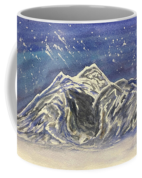 Mt Baker Coffee Mug featuring the painting Twilight Mountain by Lisa Neuman