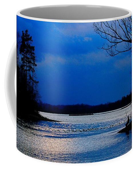 Landscape Coffee Mug featuring the photograph Twilight Time Fisherman by Mary Walchuck