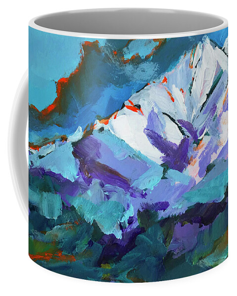 Twin Peaks Mountain In Longmont Colorado Coffee Mug featuring the digital art Twin Peaks in Longmont Colorado by Patricia Awapara