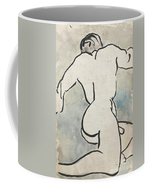 Sumi Ink Coffee Mug featuring the drawing Twisted Male by M Bellavia