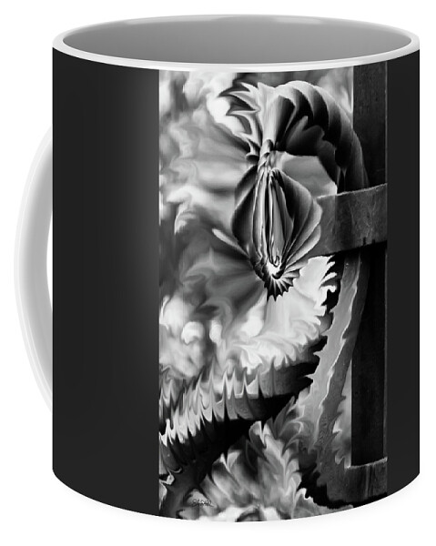 Black And White Coffee Mug featuring the photograph Twisted Metal by Shara Abel