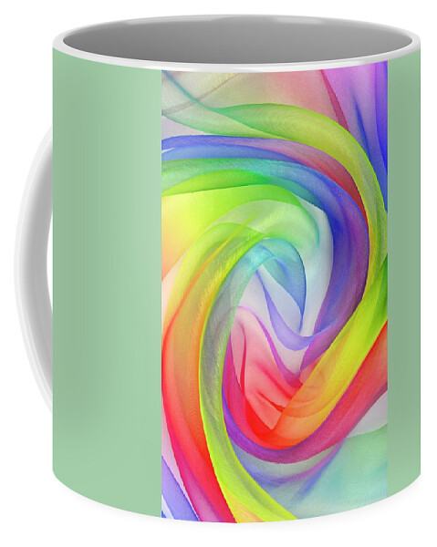 Organza Coffee Mug featuring the photograph Twisted Twirl Of Organza Fabric Multi Color Texture by Severija Kirilovaite