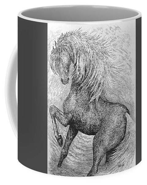 Horse Coffee Mug featuring the drawing Twister by Yvonne Blasy
