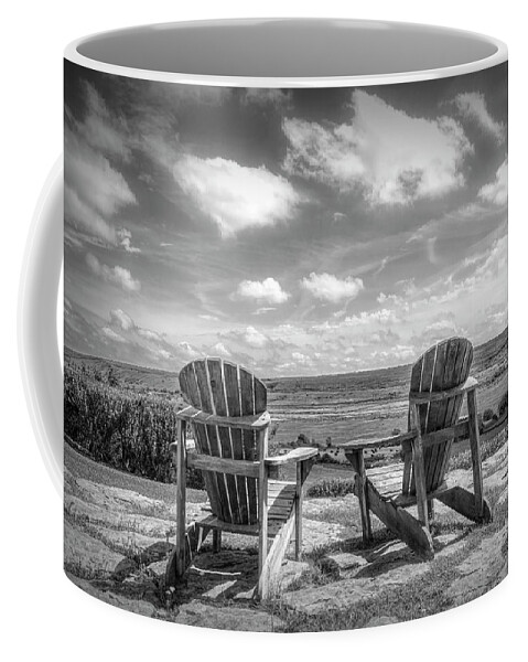 Clouds Coffee Mug featuring the photograph Two Chairs Under a Big Sky in Black and White by Debra and Dave Vanderlaan