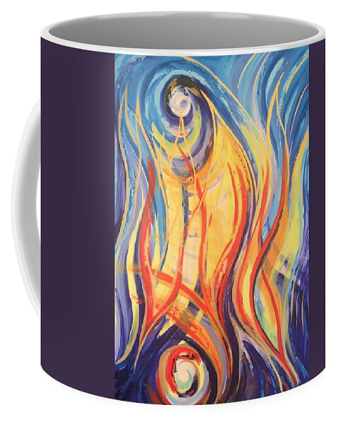 Blue Coffee Mug featuring the painting Two Fires by Deb Brown Maher