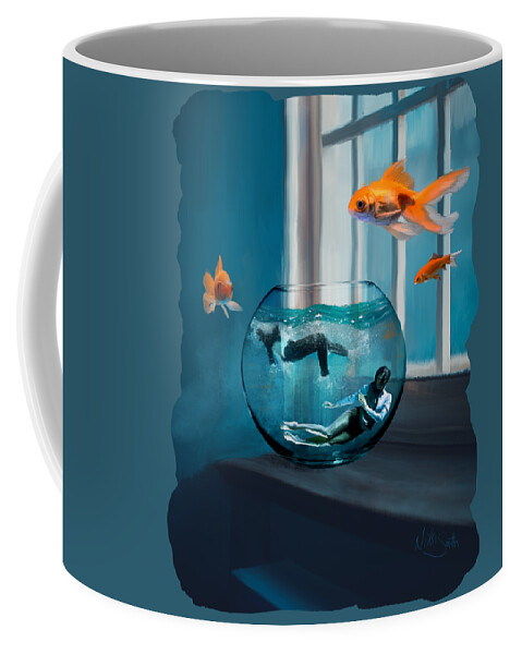 Pink Floyd Coffee Mug featuring the digital art Two Lost Souls Swimming in a Fishbowl by Nikki Marie Smith
