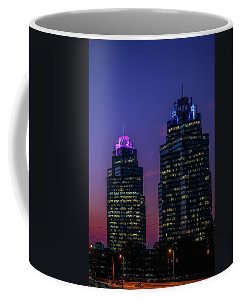 Atlanta Coffee Mug featuring the photograph Two Office Towers at Dawn by Darryl Brooks