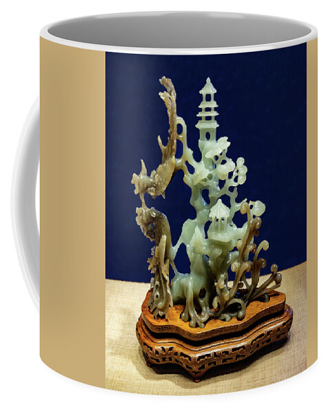 Phoenix Coffee Mug featuring the photograph Two phoenixes in celadon and brown jade by Flees Photos