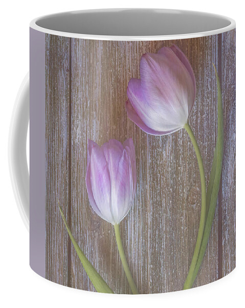 Pink Tulips Coffee Mug featuring the photograph Two pink tulips by Sylvia Goldkranz