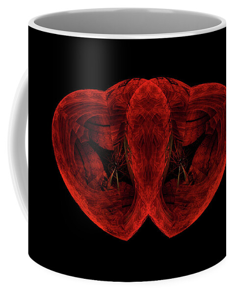 Backgrounds Coffee Mug featuring the digital art Two Red Hearts Beating as One by Manpreet Sokhi