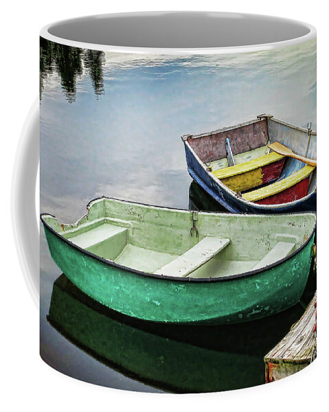 Two Coffee Mug featuring the photograph Two rowboats in Nova Scotia by Tatiana Travelways