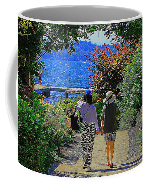 Women Coffee Mug featuring the photograph Two Women with Summer Hats by Sea Change Vibes