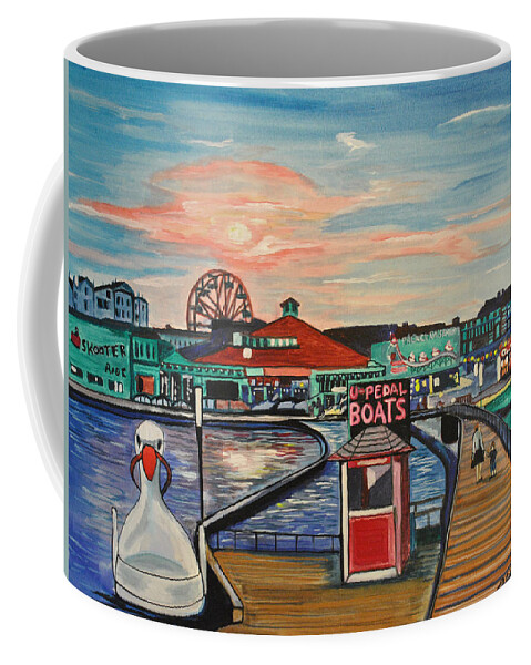 Asbury Art Coffee Mug featuring the painting U-Pedal the Boat by Patricia Arroyo