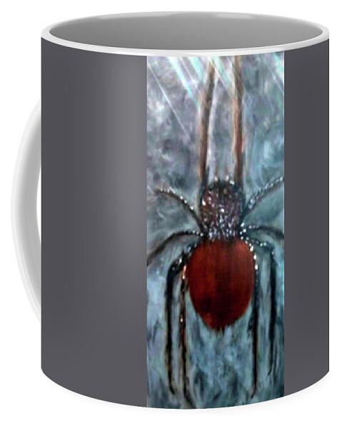 Ugly Coffee Mug featuring the painting Ugly Spider by Anna Adams