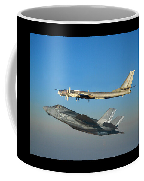 Lightning Coffee Mug featuring the digital art UK F-35B Bear Intercept by Custom Aviation Art