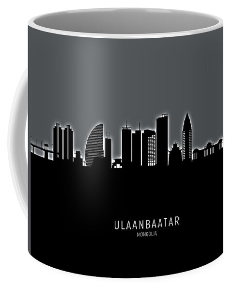 Ulaanbaatar Coffee Mug featuring the digital art Ulaanbaatar Mongolia Skyline #60 by Michael Tompsett