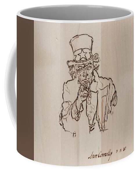 Pyrography Coffee Mug featuring the pyrography Uncle Sam by Sean Connolly