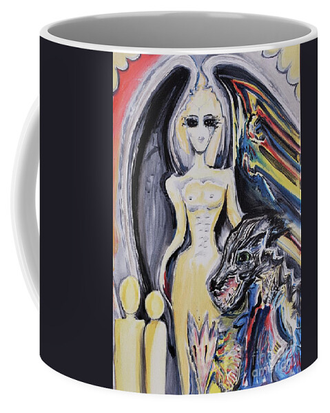 Majestic Coffee Mug featuring the painting Under Her Black Wings by Tara Strange Dunbar