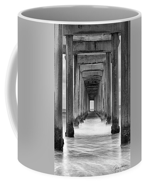 Scripps-pier Coffee Mug featuring the photograph Under Scripps Pier by Gary Johnson