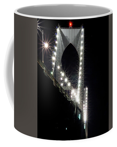 Newport Bridge Coffee Mug featuring the photograph Under the Bridge by Jim Feldman