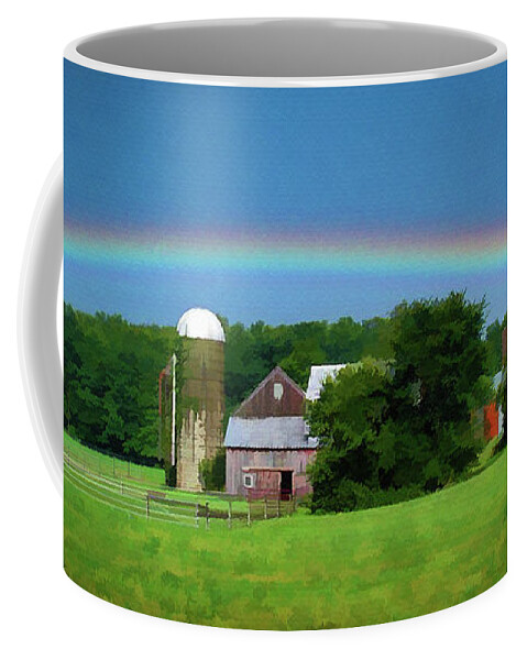 Lisa Coffee Mug featuring the digital art Under the Rainbow by Monroe Payne