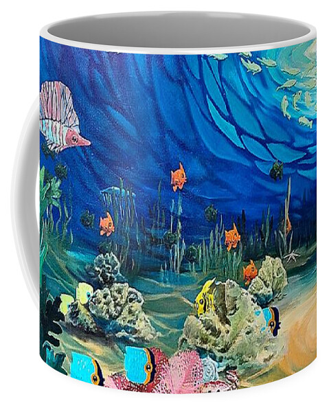Sea Coffee Mug featuring the painting Under the Sea by Merana Cadorette