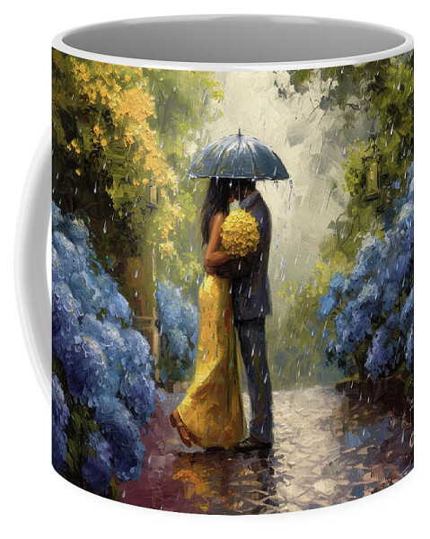 Rain Coffee Mug featuring the painting Under The Umbrella by Tina LeCour