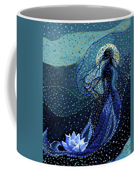 Underwater Coffee Mug featuring the painting Underwater Blue Lotus Mermaid by Melissa Abbott