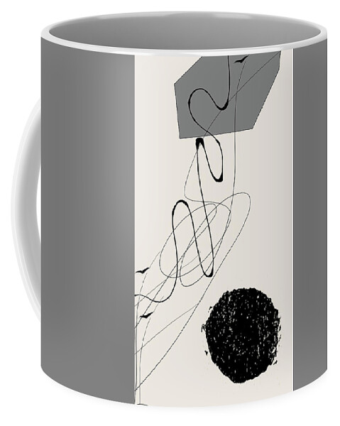 Taupe Modern Art Coffee Mug featuring the painting Uneven Elegance No. 8 - Black and Tan Modern Art by Lourry Legarde
