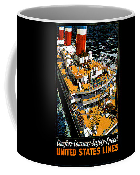 United States Coffee Mug featuring the painting United States Lines Travel Poster 1920s by Unknown