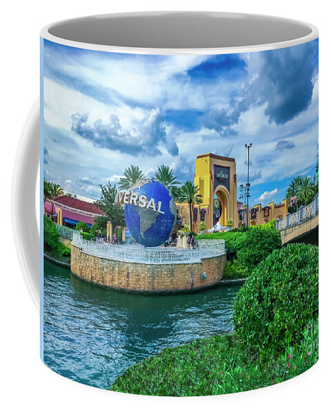 Universal Orlando Resort Coffee Mug featuring the photograph Universal Orlando Globe AP01 by Carlos Diaz