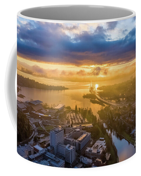 University Of Washington Coffee Mug featuring the photograph University of Washington Sunrise by Mike Reid