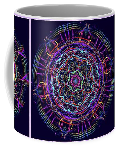 Round Coffee Mug featuring the photograph Unraveling Rainbow Triptych by Judy Kennedy