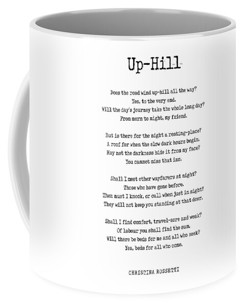 Up-hill Coffee Mug featuring the digital art Up-Hill - Christina Rossetti Poem - Literature - Typewriter Print 1 by Studio Grafiikka