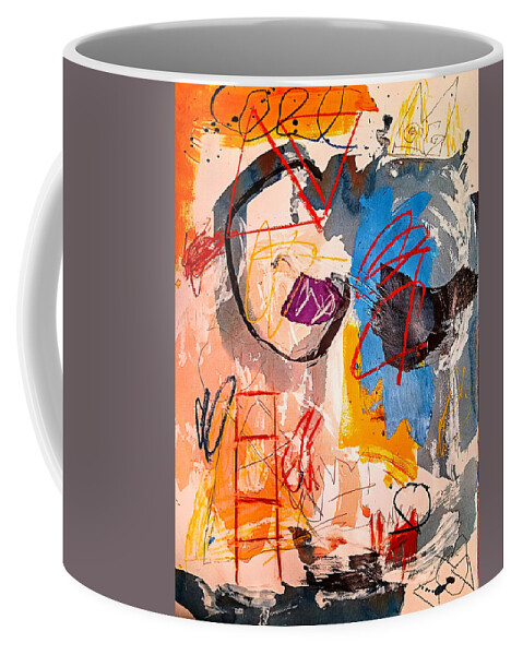 Abstract Coffee Mug featuring the mixed media Up is the Only Way by Janis Kirstein