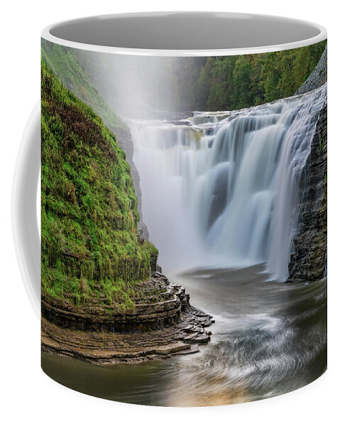 Letchworth Coffee Mug featuring the photograph Upper Falls At Letchworth State Park In New York by Jim Vallee