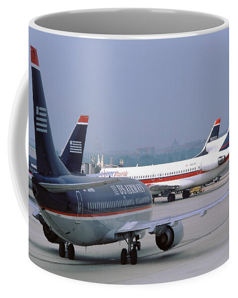 Us Airways Coffee Mug featuring the photograph US Airways Boeing 737s at Washington Reagan Airport by Erik Simonsen