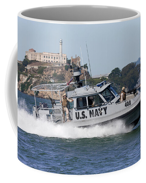 Navy Coffee Mug featuring the photograph U.S. Navy Security Patrol by Rick Pisio