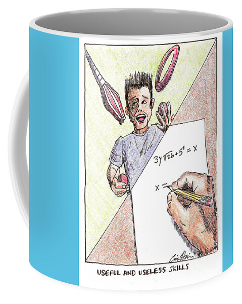 Juggler Coffee Mug featuring the drawing Useless and Useful Skills by Eric Haines