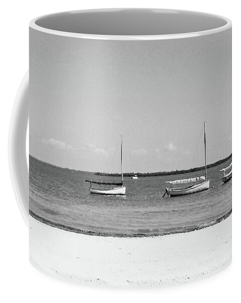 Florida Coffee Mug featuring the photograph Useppa Sailboats BW by Chris Andruskiewicz