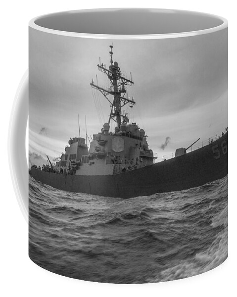 Uss John S Mccain Coffee Mug featuring the photograph USS John S. McCain On Patrol - 2017 by War Is Hell Store