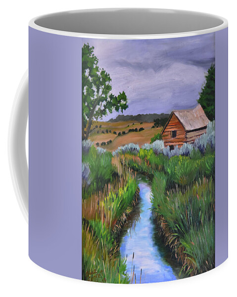 Utah Coffee Mug featuring the painting Utah Cabin by Alice Leggett