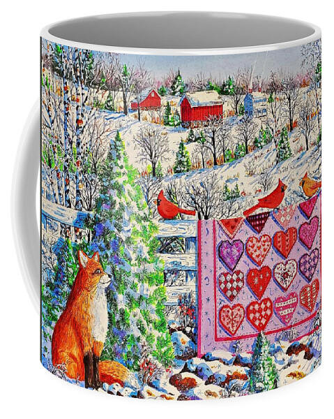 Valentine Coffee Mug featuring the painting Valentine Quilt by Diane Phalen