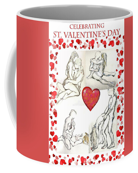 Valentine's Day Coffee Mug featuring the mixed media Valentine - Valentine's Day Cards by Carolyn Weltman