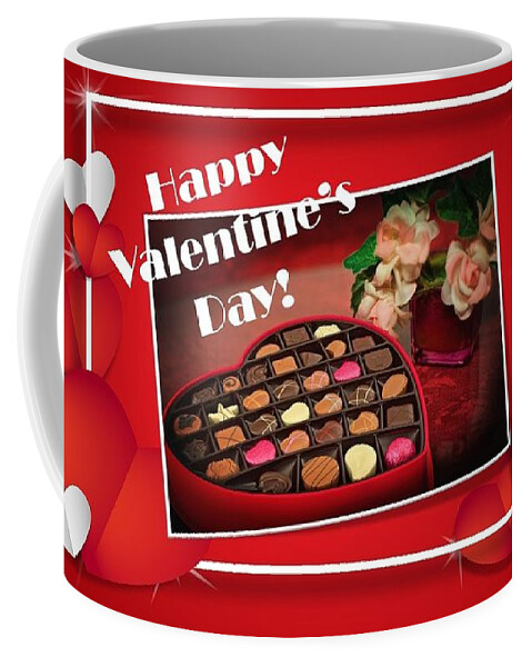 Valentine's Day Coffee Mug featuring the mixed media Valentine's Day Chocolates by Nancy Ayanna Wyatt