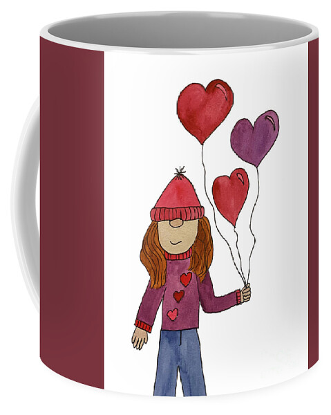 Valentine's Day Coffee Mug featuring the mixed media Valentine's Day Girl Gnome by Lisa Neuman