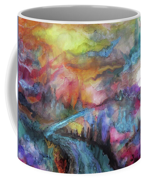 Colorful Valley Semi Abstract Coffee Mug featuring the painting Valley Light by Jean Batzell Fitzgerald